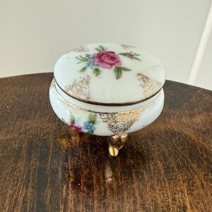 Vintage Lefton Floral Porcelain Trinket Box